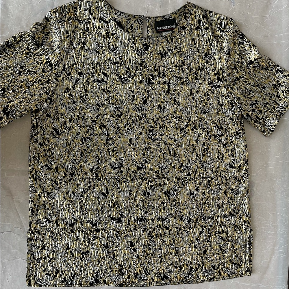 Notations short sleeve blouse